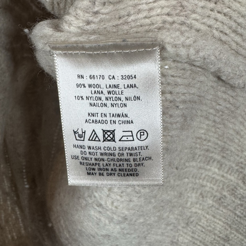 Anthropologie Knitted & Knotted Wool Cable Knit Lace Sweater Medium Beige Cream - Picture 6 of 9